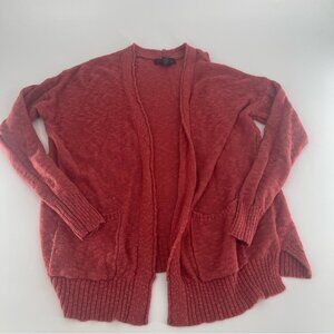 Tahari Pink Open Knit Pockets Cardigan